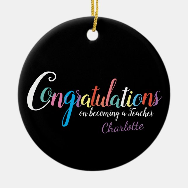 Qualified Teacher graduation congratulations gift Ceramic Tree Decoration (Front)