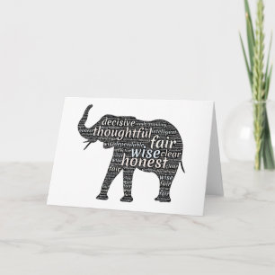 Qualities of an Elephant Word Cloud Card