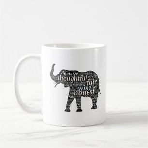 Qualities of an Elephant Word Cloud Coffee Mug