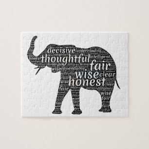 Qualities of an Elephant Word Cloud Jigsaw Puzzle