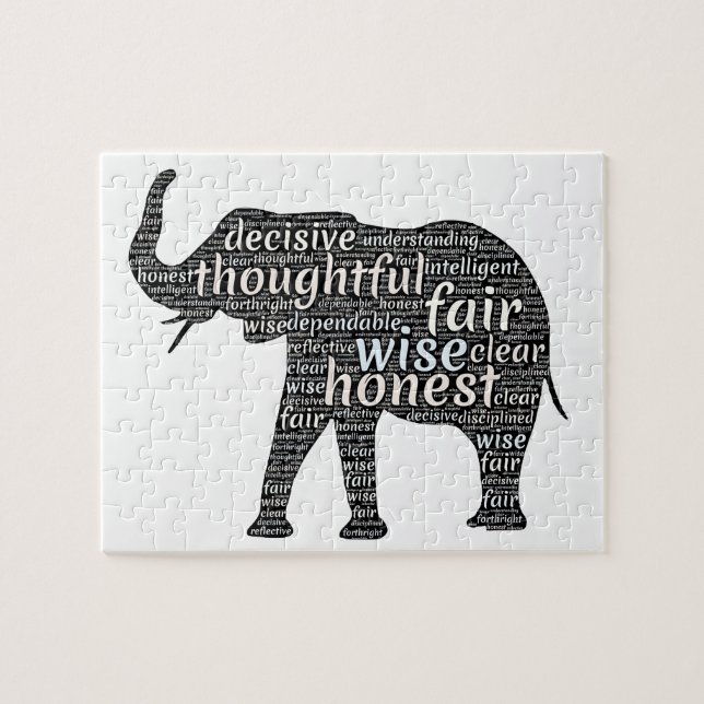 Qualities of an Elephant Word Cloud Jigsaw Puzzle (Horizontal)