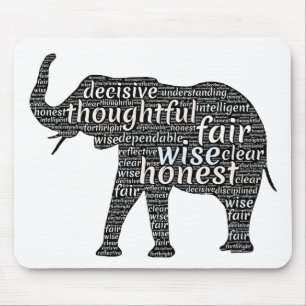 Qualities of an Elephant Word Cloud Mouse Mat