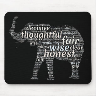 Qualities of an Elephant Word Cloud Mouse Mat