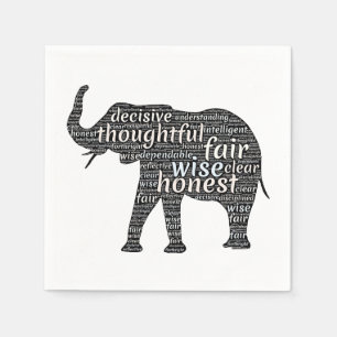 Qualities of an Elephant Word Cloud Napkin