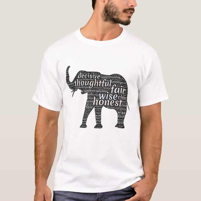 Qualities of an Elephant Word Cloud T-Shirt (Front)