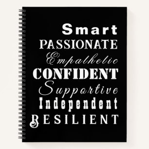 Qualities of Great Women Elegant Black and White Notebook