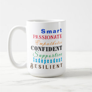 Qualities of Great Women Fun Motivational Colourfu Coffee Mug