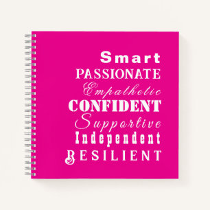 Qualities of Great Women, Hot Pink Inspirational Notebook
