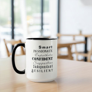 Qualities of Great Women, Modern Motivational Art Mug