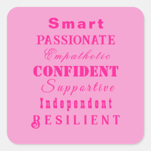 Qualities of Great Women Pink Square Sticker