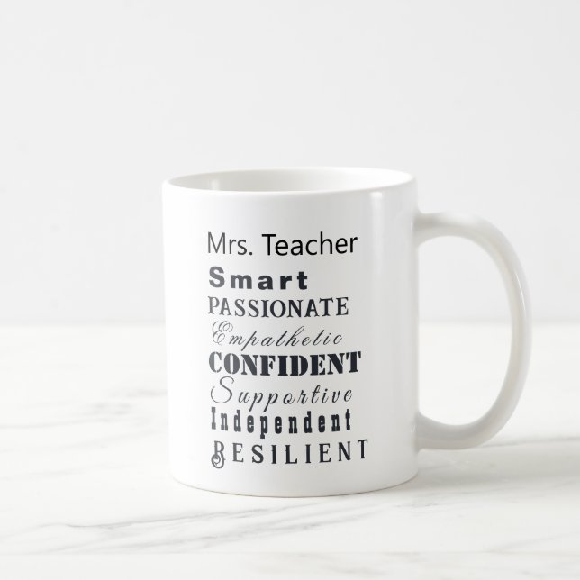 Qualities of Great Women Teacher Personalised Coffee Mug (Right)