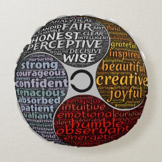 Qualities of Power, Wisdom, Feeling, & Creativity Round Cushion