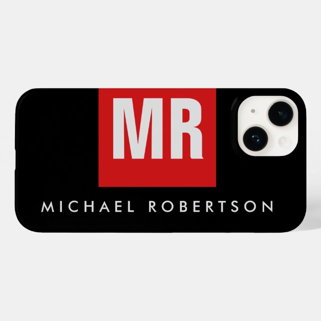 Quality Black Red Monogram Unique Case-Mate iPhone Case (Back (Horizontal))