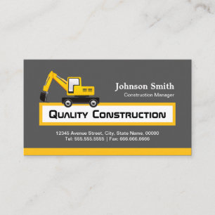 Quality Construction Company - Elegant Yellow Business Card