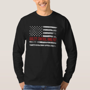 Quality Control Analyst USA Flag Profession Retro T-Shirt