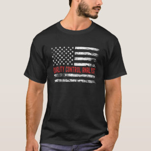 Quality Control Analyst USA Flag Profession Retro  T-Shirt