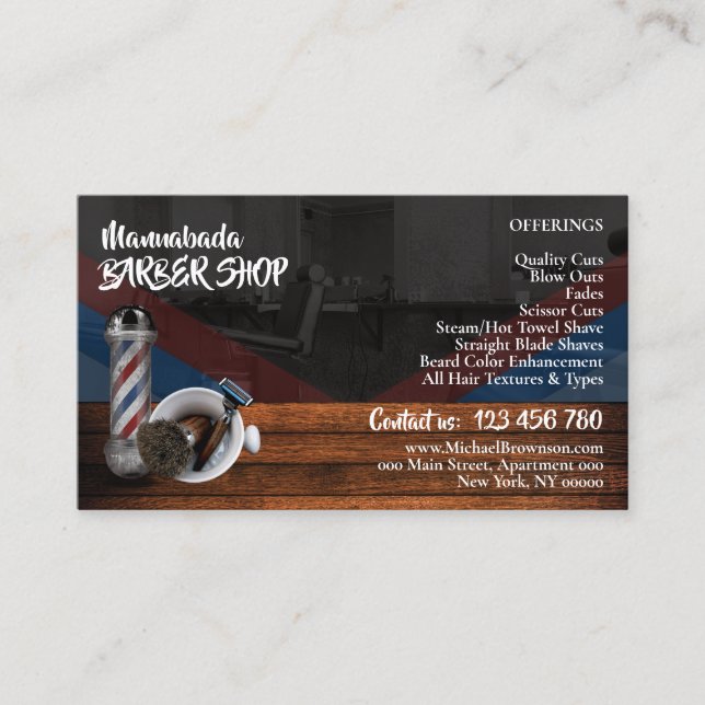 Quality Cuts Blow Outs Fades Scissor Barber Business Card (Front)