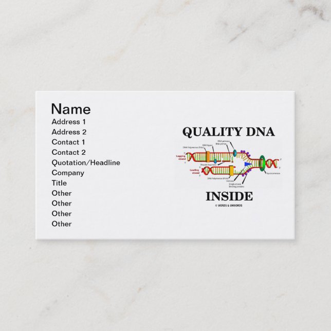 Quality DNA Inside (DNA Replication) Business Card (Front)