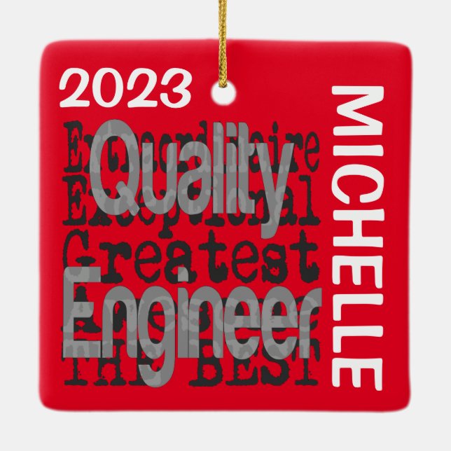 Quality Engineer Extraordinaire CUSTOM Ceramic Ornament (Back)