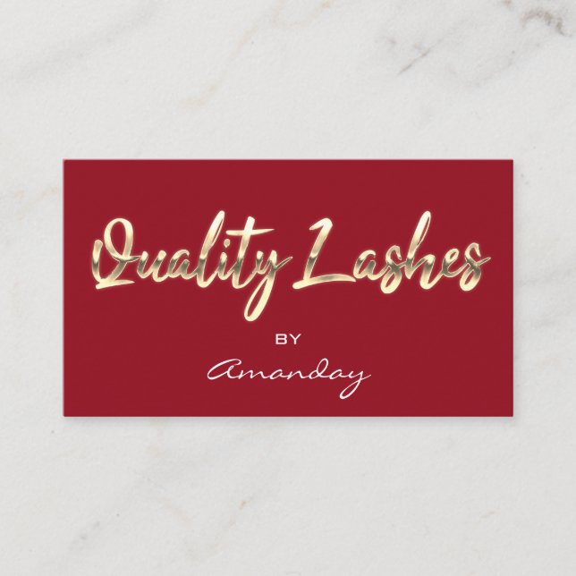  Quality Lash Extension QRCode Logo Burgund Gold   Business Card (Front)