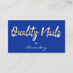 Quality Nails QR Code Logo Blue Gold   Business Card