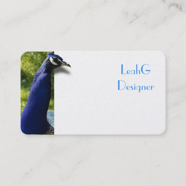 Quality Peacock blue customised business cards (Front)