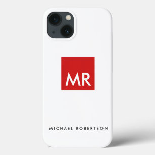Quality Red White Monogram Elegant Unique Case-Mate iPhone Case