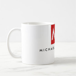 Quality Red White Monogram Elegant Unique Coffee Mug