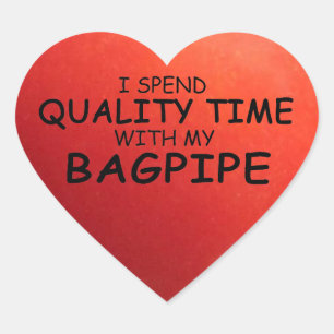 Quality Time Bagpipe Heart Sticker