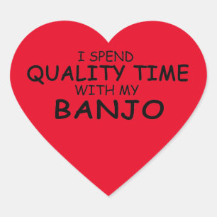 Quality Time Banjo Heart Sticker