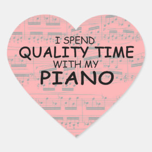 Quality Time Piano Heart Sticker