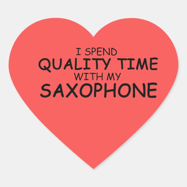 Quality Time Saxophone Heart Sticker (Front)