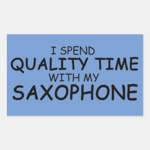 Quality Time Saxophone Rectangular Sticker