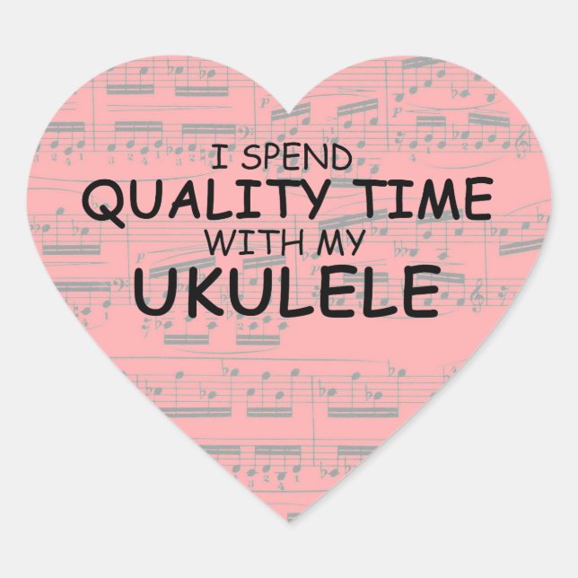 Quality Time Ukulele Heart Sticker (Front)