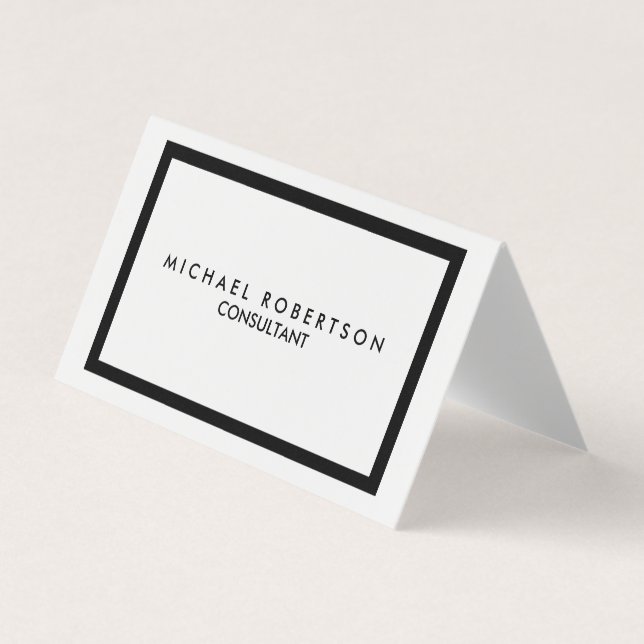 Quality Unique Plain Black Border White Business Card (Front)