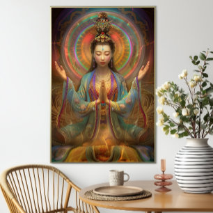 Quan Yin Colourful Psychedelic Goddess Art Poster