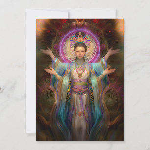 Quan Yin Colourful Visionary Goddess Art Invitation
