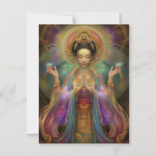 Quan Yin Visionary Goddess Prayer Art Postcard