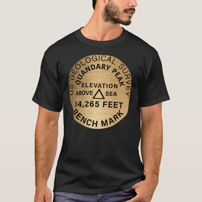 Quandary Peak Bench Mark 14er Fourteener 14ers Roc T-Shirt (Front)