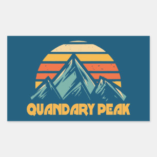 Quandary Peak Colorado Retro Turquoise Rectangular Sticker