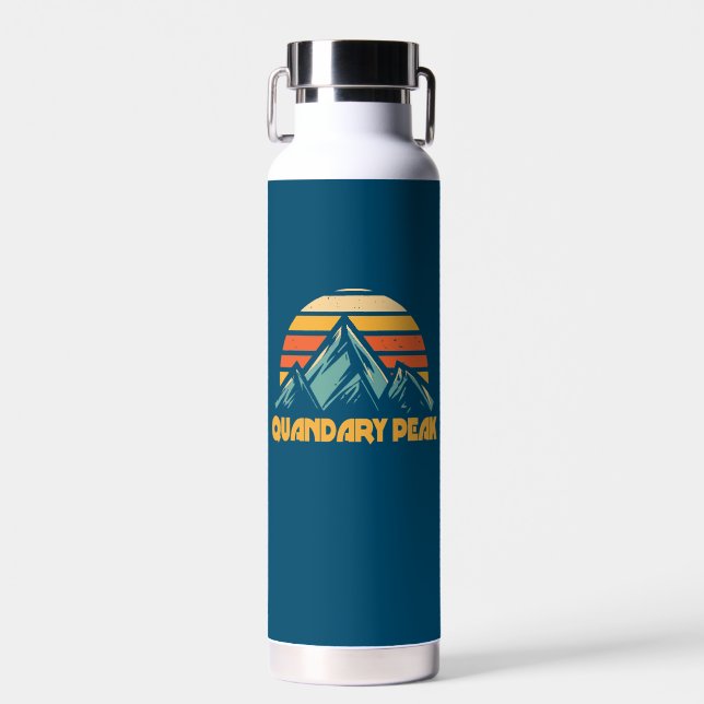 Quandary Peak Colorado Retro Turquoise Water Bottle (Front)