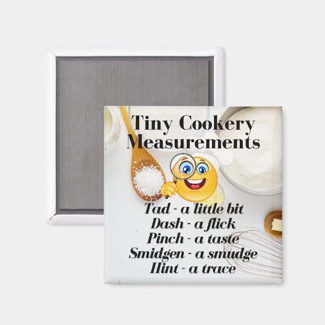 Quantitative Tiny Cookery Measurement Metrics Magnet (Front/Back)