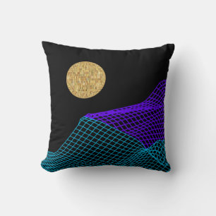 Quantum Abstract Space Purple Blue Black Gold  Cushion