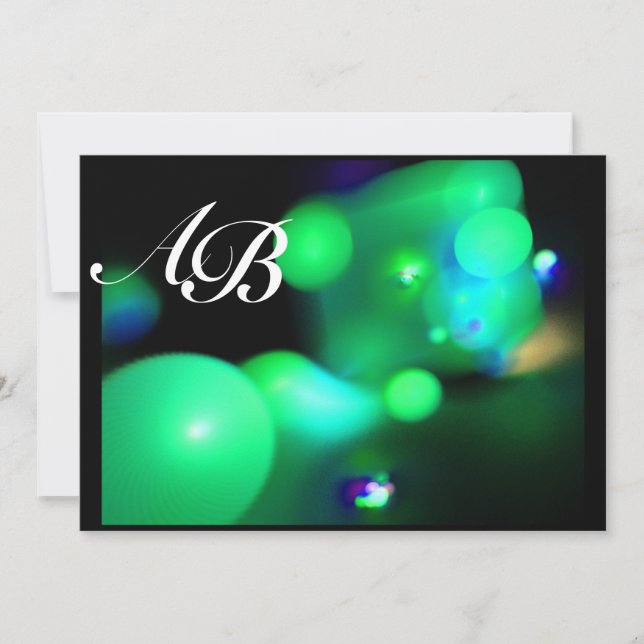 QUANTUM BUBBLE black green Invitation (Front)