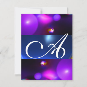 QUANTUM BUBBLE MONOGRAM  purple blue Invitation