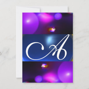 QUANTUM BUBBLE MONOGRAM  purple blue rsvp Invitation