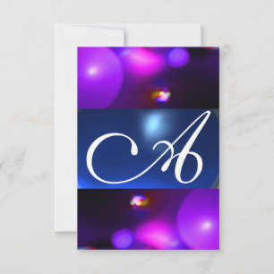 QUANTUM BUBBLE MONOGRAM  purple blue rsvp Invitation
