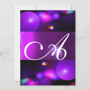 QUANTUM BUBBLE MONOGRAM  purple Invitation