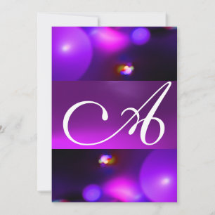 QUANTUM BUBBLE MONOGRAM  purple Invitation