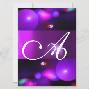 QUANTUM BUBBLE MONOGRAM  purple Invitation